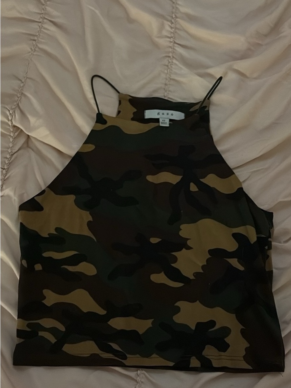 gaze Camisole Crop Top in Camouflage Green and Brown